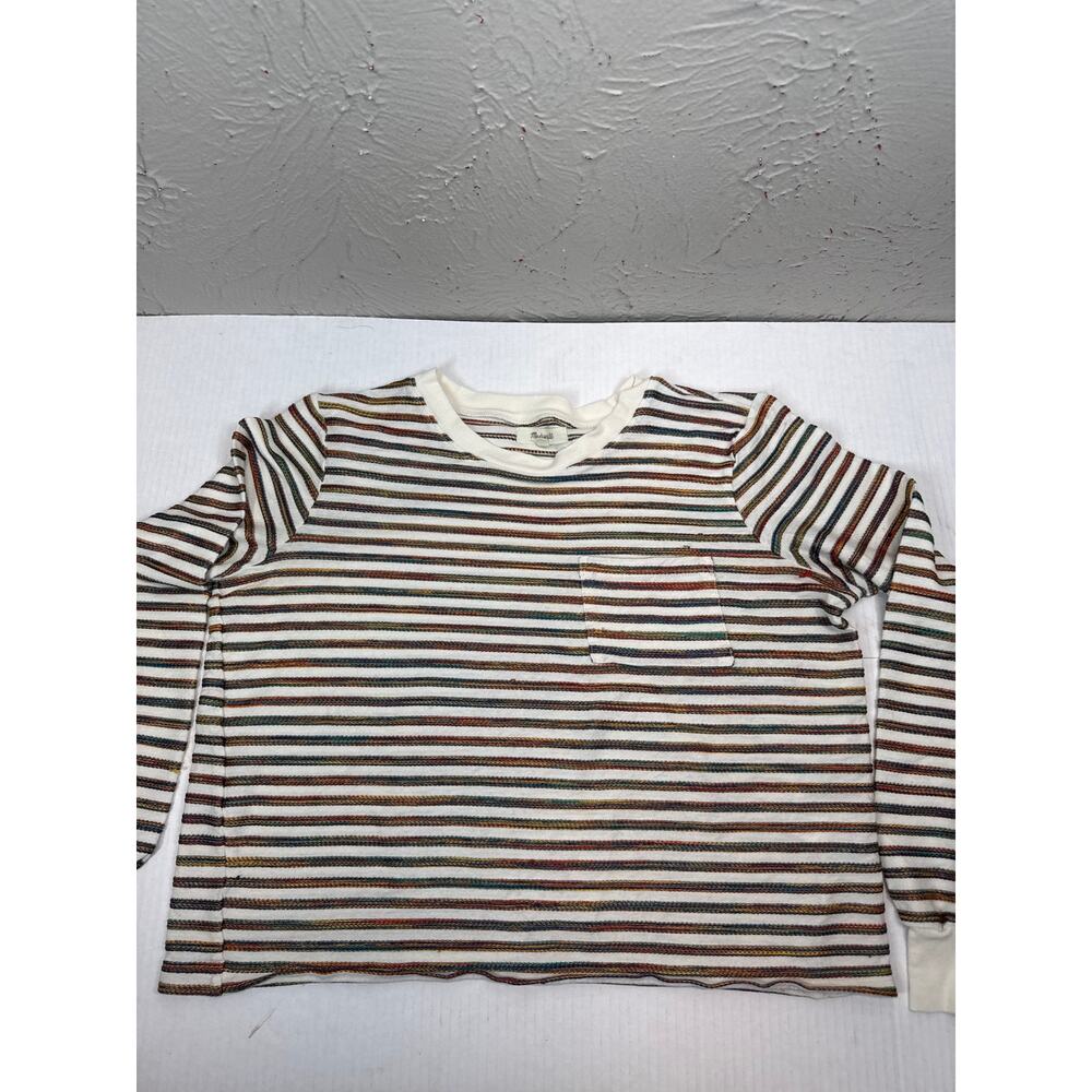 Madewell Womens Long Sleeve Tee in Rainbow Stripe Multicolor Size Small